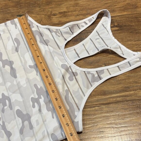 Zyia Active Havana Tank in White and gray camo and Striped Mesh - Picture 4 of 9